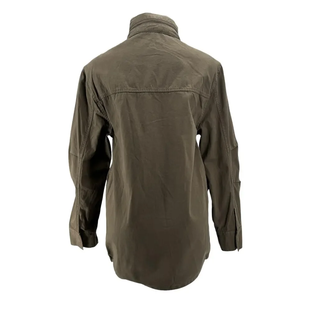 Madewell Men's Field Jacket Small Cargo Green Packable Hood Pockets 100% Cotton